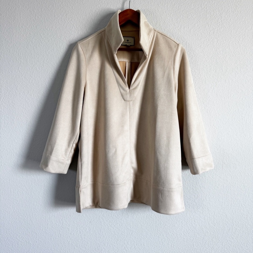 Tuckernuck Cream Faux Suede Pullover Tunic Top